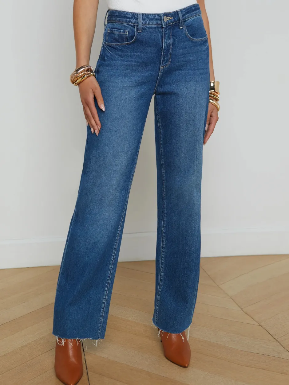 Outlet L’agence - Tiana Raw-Hem Wide-Leg Jean - Stockton Flare | Crop