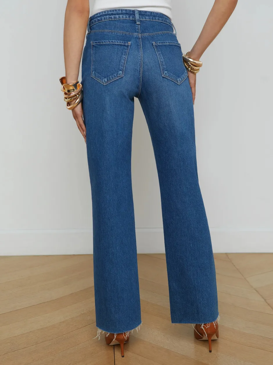 Outlet L’agence - Tiana Raw-Hem Wide-Leg Jean - Stockton Flare | Crop