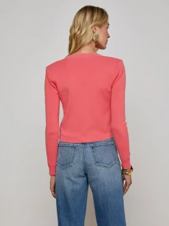 Sale L’agence - Toulouse Cardigan - Coral Rose/Gold Sweaters & Knits