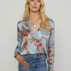 Hot - Tyler L/S Blouse - Blue Tapestry Floral Blouses
