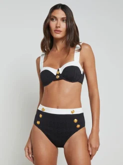Clearance - Vanessa High Waist Bikini Bottom - Black Bikini