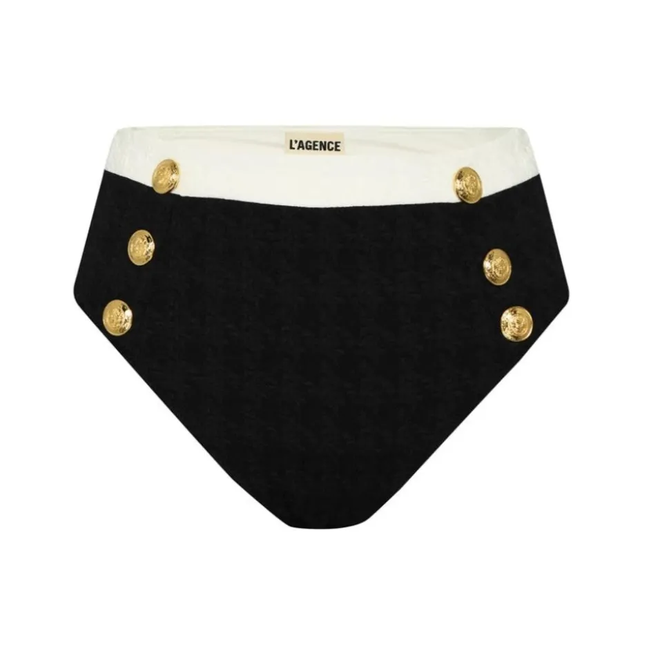 Clearance - Vanessa High Waist Bikini Bottom - Black Bikini