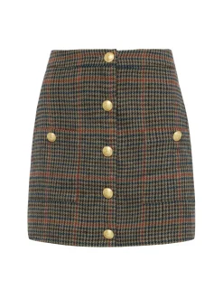 Clearance L’agence - Zander Mini Skirt - Tan/Teal Plaid Mini Skirts