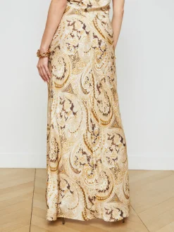 Outlet L’agence - Zeta Maxi Skirt - Ivory Multi Boute Paisley Long Skirts