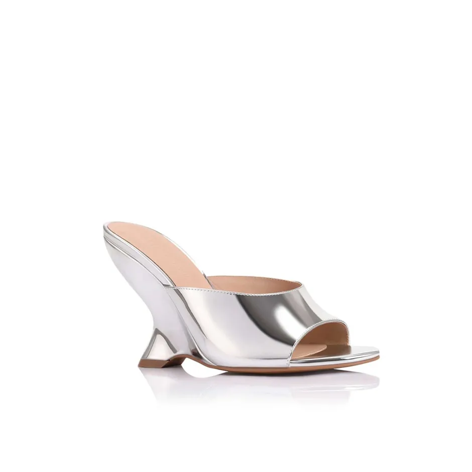 Discount - Martha Wedge Metallic Leather - Silver Shoes