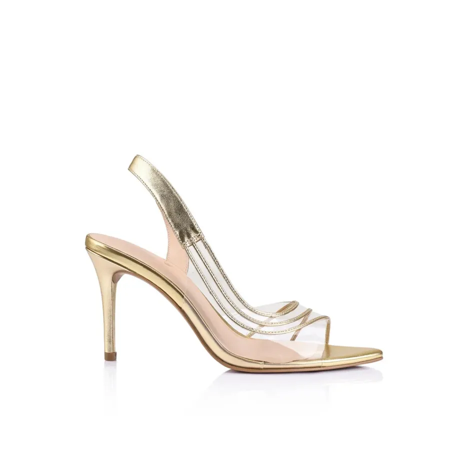 Sale - Melinda Heel - Vinylite & Gold Metallic Shoes