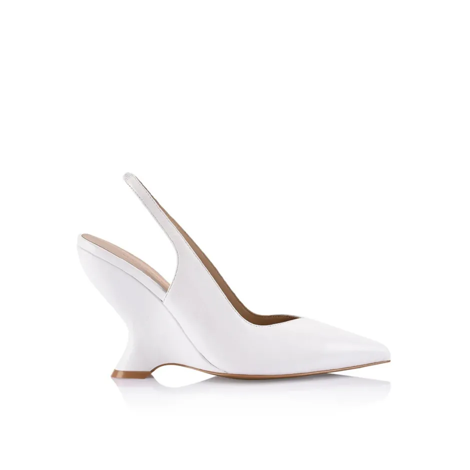 New - Monique Wedge - White Leather Shoes