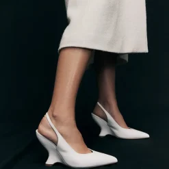 New - Monique Wedge - White Leather Shoes
