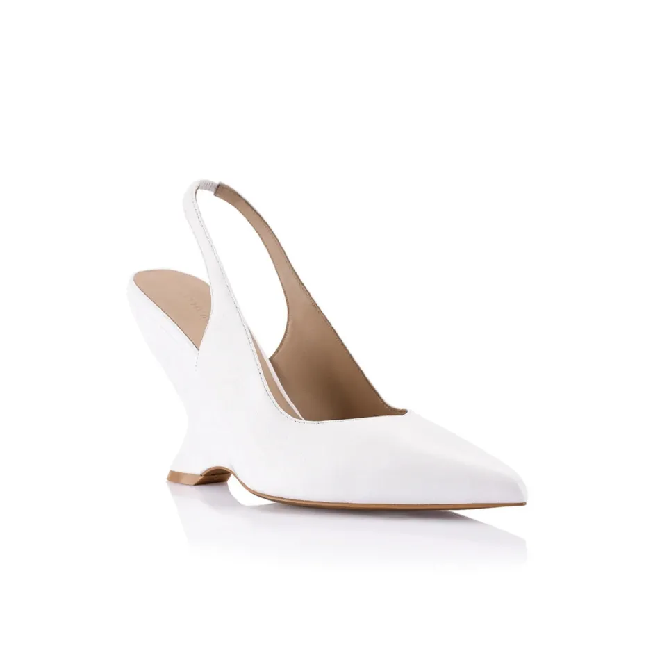 New - Monique Wedge - White Leather Shoes
