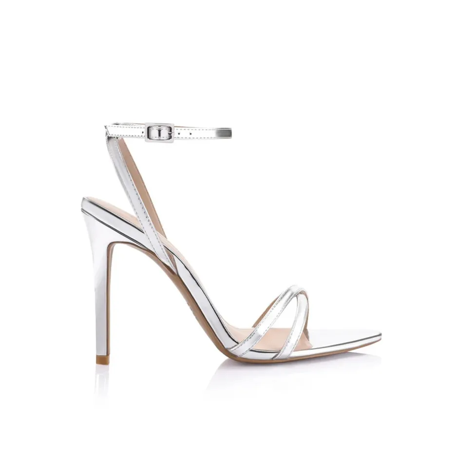 New - Paige Sandal - Silver Metallic Patent Shoes