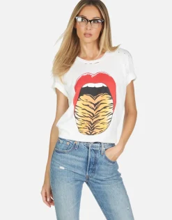 Online - Wolf Tiger Tongue Tee - Milk Animal Print | Graphic Tees