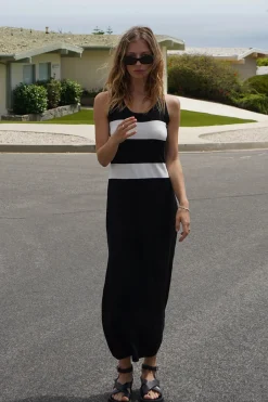 Best - Anine Stripe Tank Dress - Black with White Stripe Dresses | Long Dresses