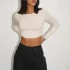 Best - Arya Cropped Long Sleeve - Nude Crop Tops