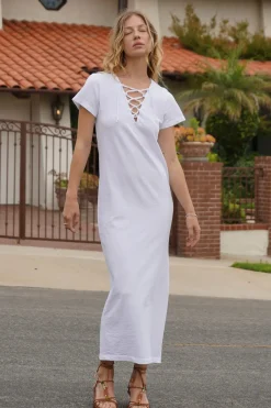 Fashion - Bel Air Lace Up Dress - White Dresses | Long Dresses