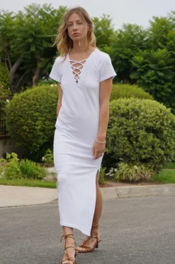 Fashion - Bel Air Lace Up Dress - White Dresses | Long Dresses