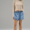 Clearance - Jo Chambray Short - Faded Blue Shorts
