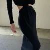 Hot - L/S Neo Sweater Rib Dress - Black Dresses | Long Dresses