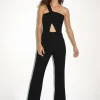 Clearance - Millar Rib Jumpsuit - Black Pants Jumpsuits