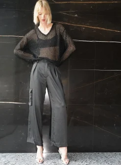 Discount - Ryleen Sparkle Open Knit Sweater - Black Night Sweaters & Knits
