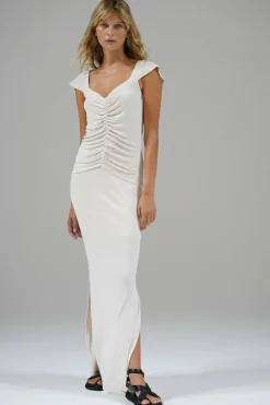 Outlet - Steph Ribbed Skirt - Heather White Long Skirts