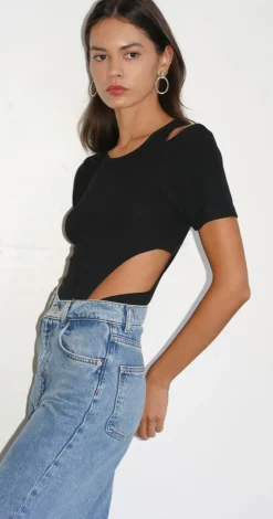 Hot - Teather Bodysuit - Black Bodysuits