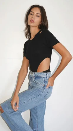 Hot - Teather Bodysuit - Black Bodysuits