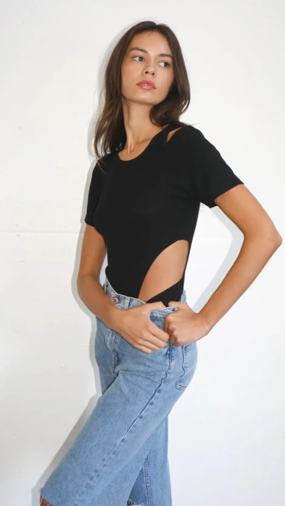 Hot - Teather Bodysuit - Black Bodysuits