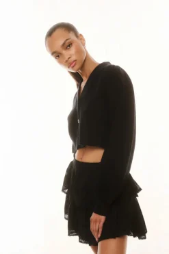Sale - Avignon V-Neck Crop Cardigan - Black Sweaters & Knits