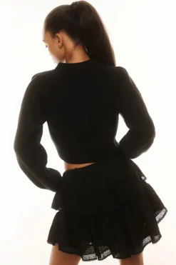 Sale - Avignon V-Neck Crop Cardigan - Black Sweaters & Knits