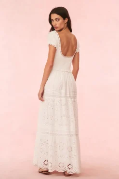 Best - Bisolet Eyelet Lace Maxi Dress - Optic White Long Dresses | Dresses