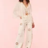 New - Carolette Eyelet Wide-Leg Pants - Optic White Pants