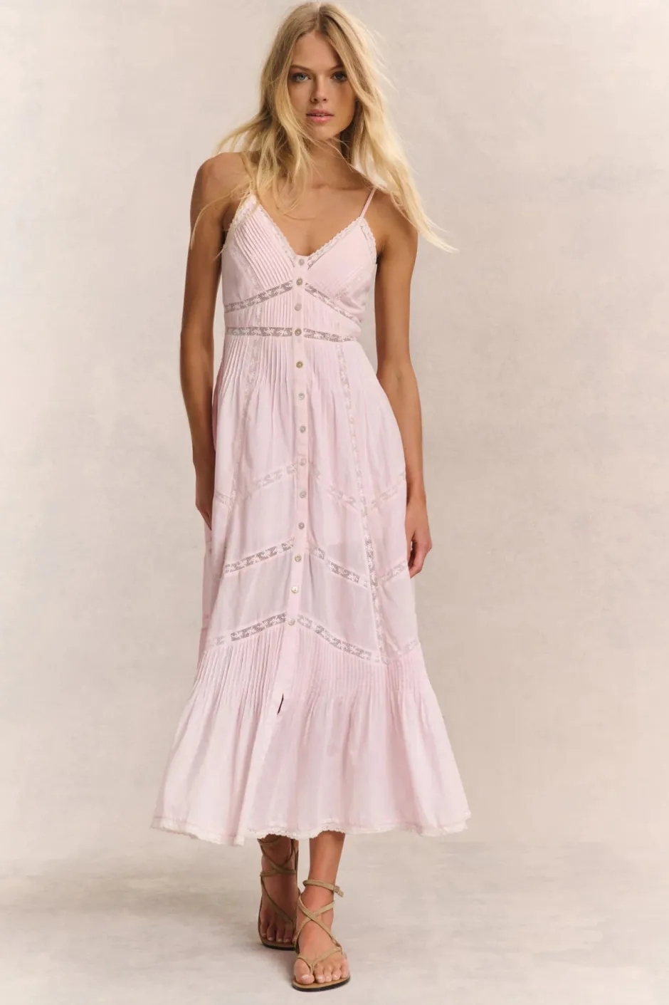 Fashion - Esilda Heritage Cotton Midi Dress - Pink Midi | Midi Dresses