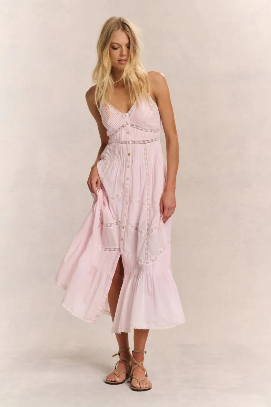 Fashion - Esilda Heritage Cotton Midi Dress - Pink Midi | Midi Dresses