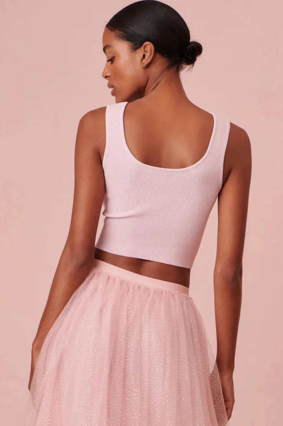 New - Prague Tank - Flamingo Shimmer Crop Tops