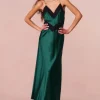 Sale - Serita Lace-Trimmed Maxi Dress - Emerald Green Dresses