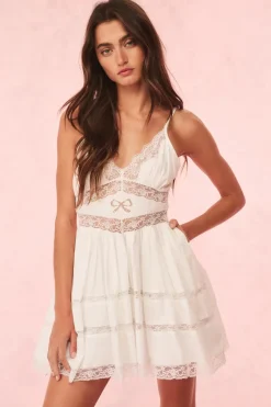 Fashion - Zima Cotton Lace Bow Mini Dress - Optic White Mini Dresses | Dresses
