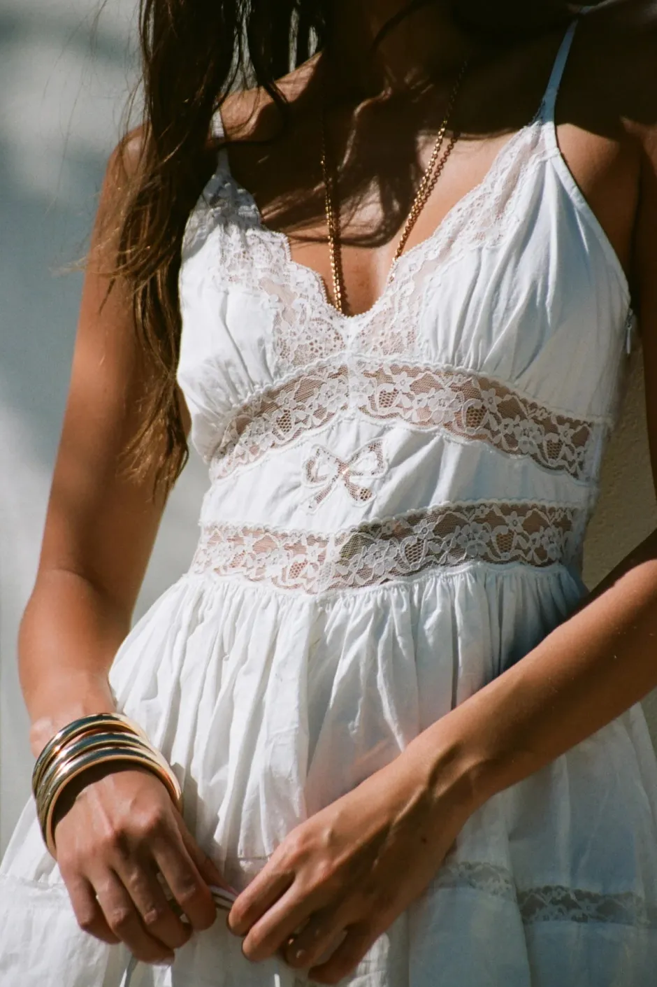 Fashion - Zima Cotton Lace Bow Mini Dress - Optic White Mini Dresses | Dresses