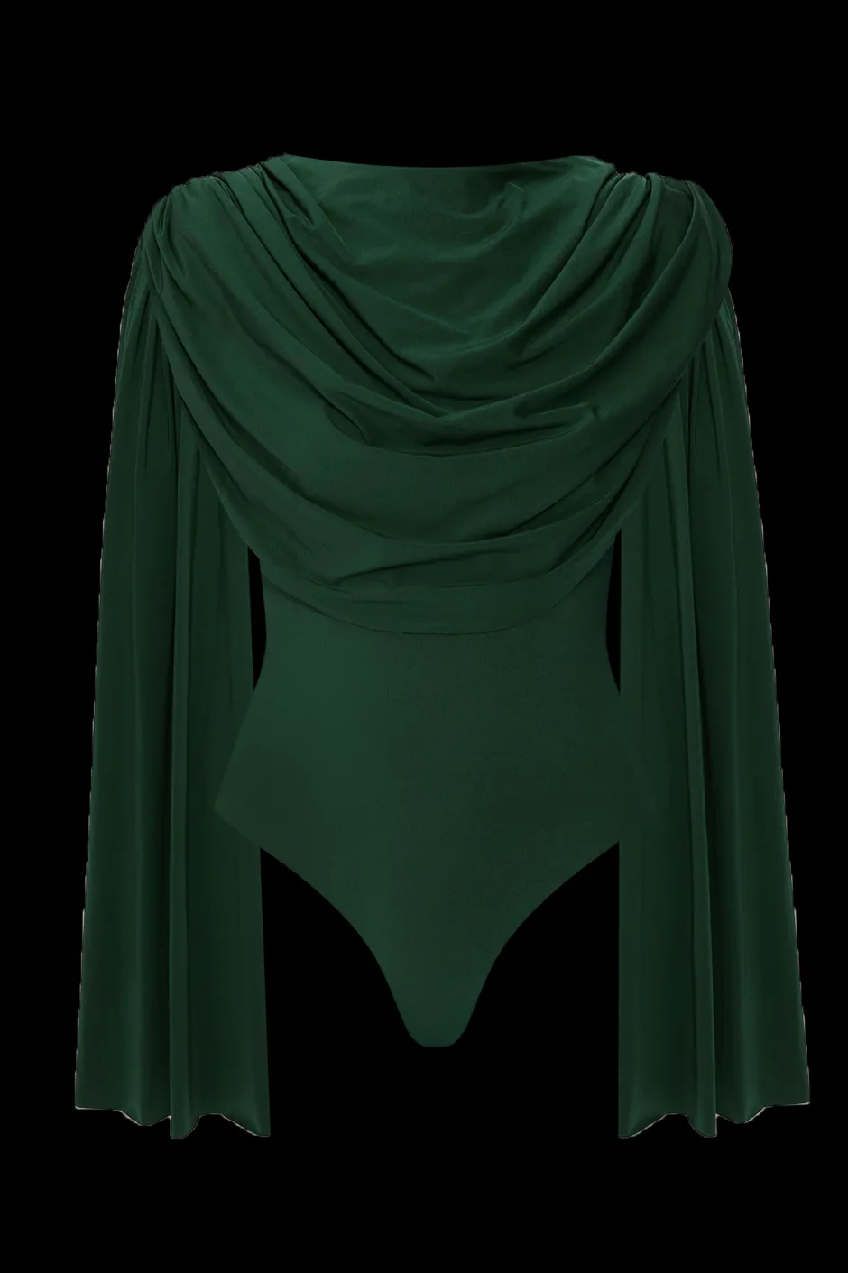 Discount - Burano Draped Bodysuit - Emerald Green Bodysuits