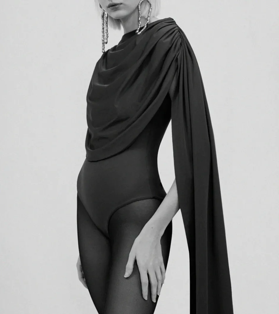 Discount - Burano Draped Bodysuit - Emerald Green Bodysuits