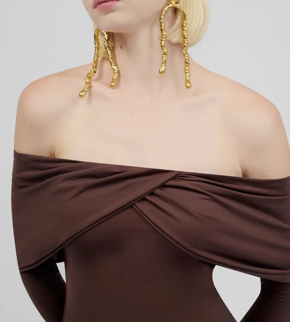 Best - Leone Off The Shoulder Mini Dress - Brown Dresses | Mini Dresses