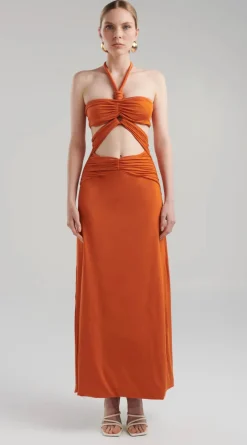 New - Migramah Dress - Orange Ochre Dresses | Long Dresses
