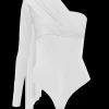 Outlet - Vionnet Asymmetric Bodysuit - Off White Bodysuits