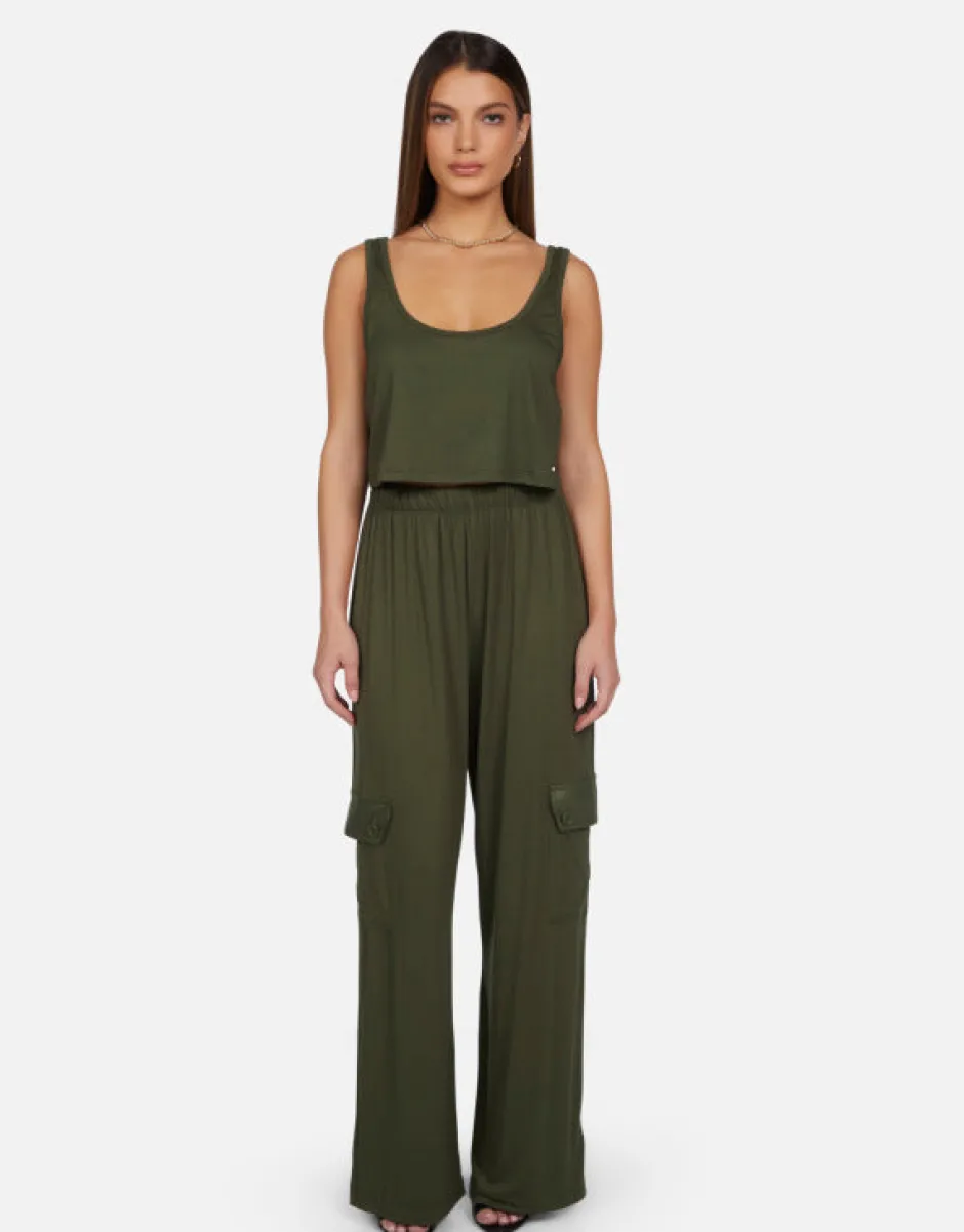 Online - Jaiden Wide Leg Cargo Pant - Army Pants
