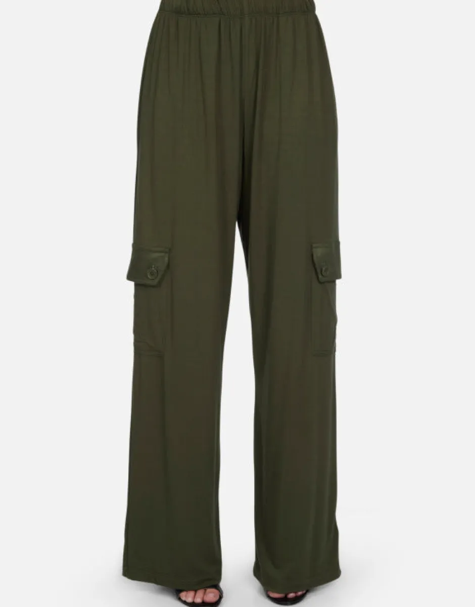 Online - Jaiden Wide Leg Cargo Pant - Army Pants