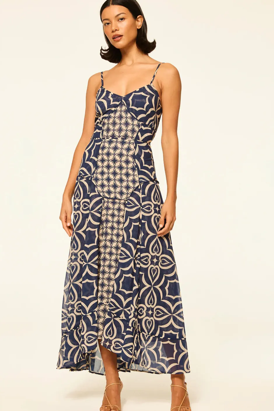 Online - Mila Dress - Blue Mosaic Midi | Midi Dresses
