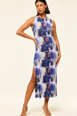 Discount - Nakia Dress - Amethyst Geo Mesh Midi | Midi Dresses