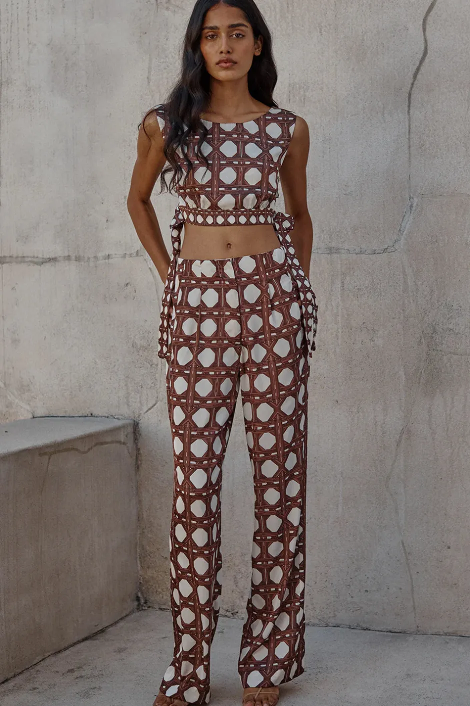 Clearance - Rita Pant - Choco Rattan Tile Pants
