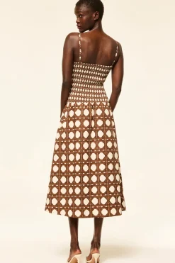 Hot - Roxie Dress - Choco Rattan Pop Mix Midi | Midi Dresses
