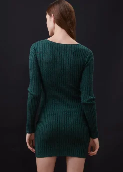 Discount - Cosmo Rib Sweater Dress - Deep Forest Dresses | Midi