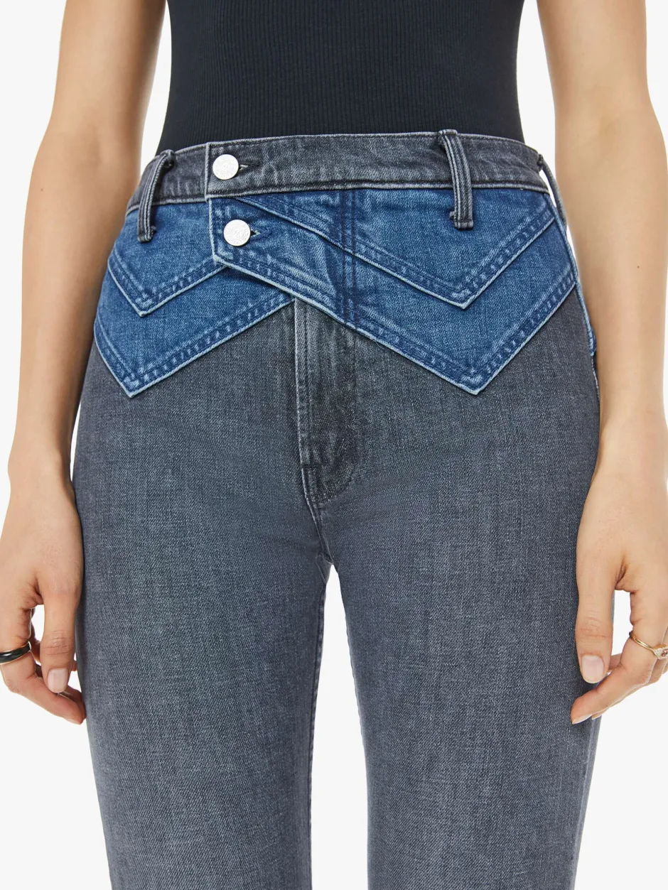 Sale - The Double Rocky Rider Nerdy - Black And Blue Flare | High-Rise